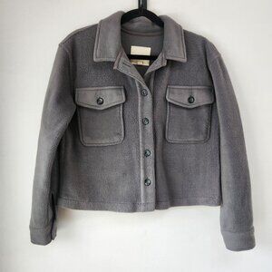 Thread & Supply Grey Fleece Shacket Shirt Jacket Cropped Boxy Women's XS